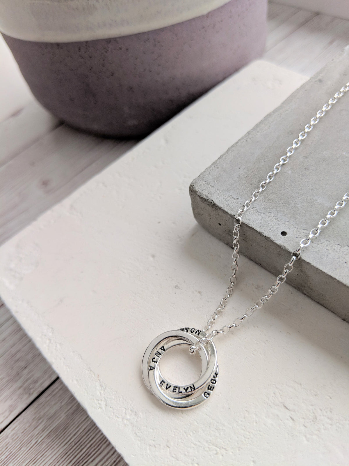 Personalised  Interlocking Rings Necklace