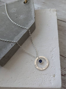 Personalised Silver Birthstone Halo Necklace