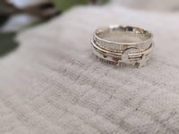 Personalised Star and Moon Silver Spinner Ring