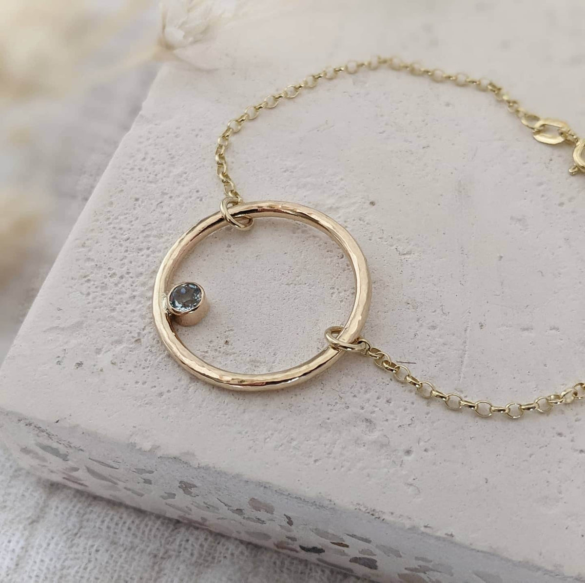 9ct Gold Halo Birthstone Bracelet
